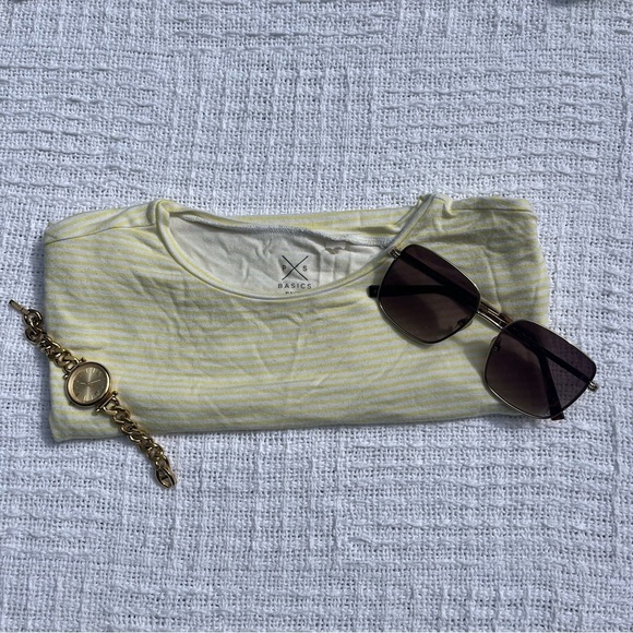 Yellow and white pacsun striped short sleeve tee size small - Picture 7 of 7